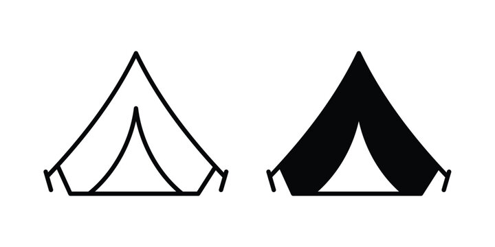 Camping icon line and fill concepts