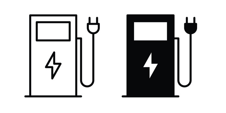 Charging station icon line and fill concepts
