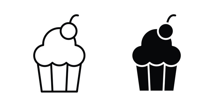Cupcake icon line and fill concepts