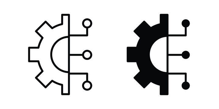 Digital transformation icon line and fill concepts
