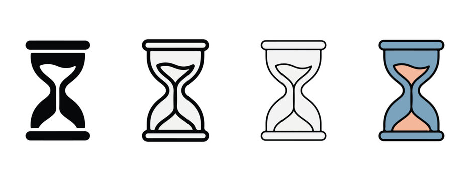 hourglass icons  and colors for time and timer concepts  isolated on white background