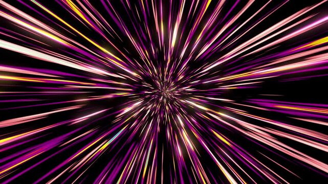 Neon line loop background animation . Bright radial light beams. Abstract background in blue neon glow color. Light burst in universe. Space background for event, party, carnival, celebration, anniver