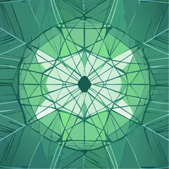 Obraz premium Intricate geometric pattern with a central dark void and radiating green lines.