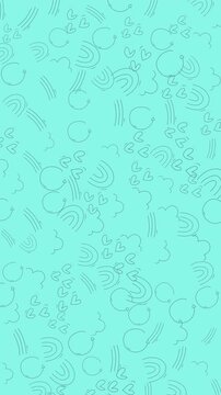 A vibrant, seamless light blue background featuring an array of hand-drawn snack and dessert outlines. Perfect for food-related projects, kids' themes, or playful designs.