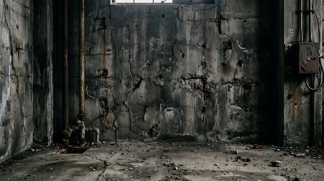 Abandoned industrial room with old walls.