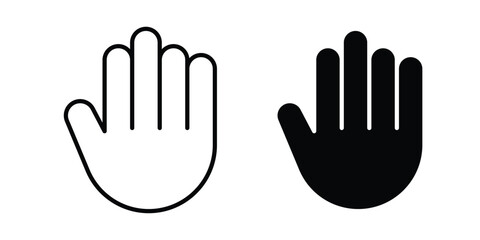 Fototapeta premium Raised hand icon line and fill concepts