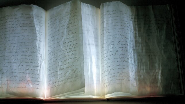 Open Book Spread with Luminous Page Texture
