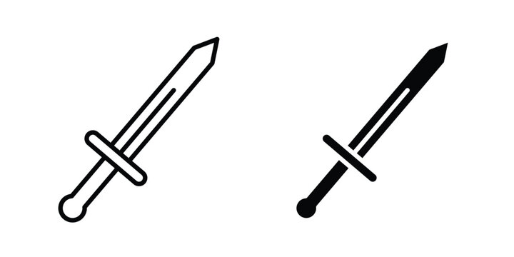 Sword icon line and fill concepts