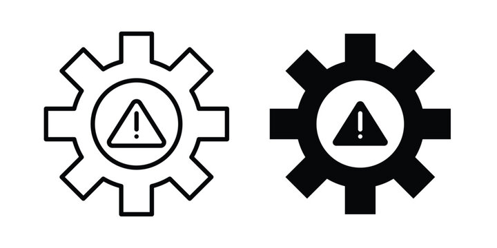 Technical warning icon line and fill concepts