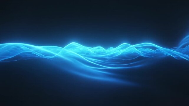 Electric blue energy waves undulating in a digital landscape