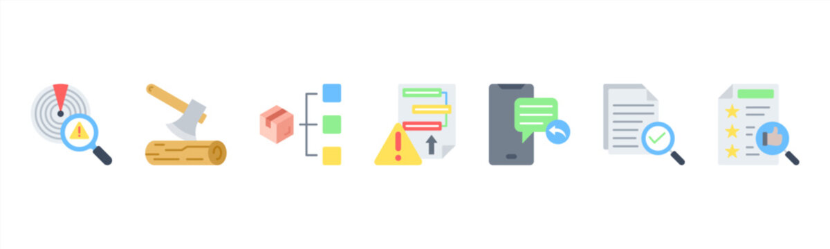 Incident Management icon set includes Detection, Logging, Categorization, Prioritization, Response, Resolution, and Review for incident handling.