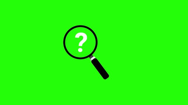Magnifying Glass Searching Question Mark Animation on Green Screen Background 4K
