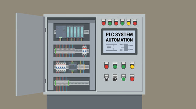 Industrial Electronic Control Panel with PLC Automation System