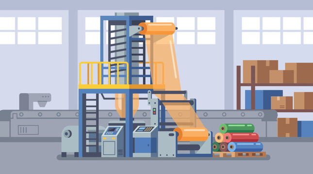 Plastic Film Blown Extrusion Machine in Packaging Factory