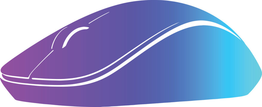 Modern wireless computer mouse vector icon with purple blue gradient isolated on white