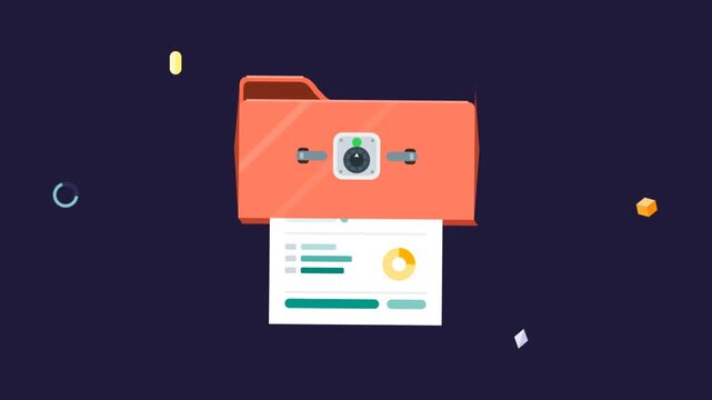 Secure data storage animation showing document moving into a folder