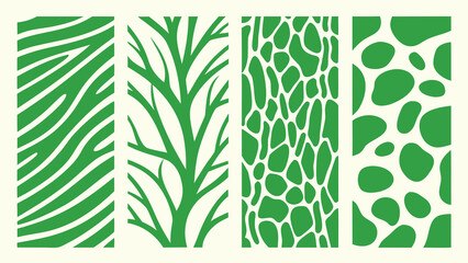 Nature inspired patterns featuring zebra tree reptile and spotted designs © Sribas