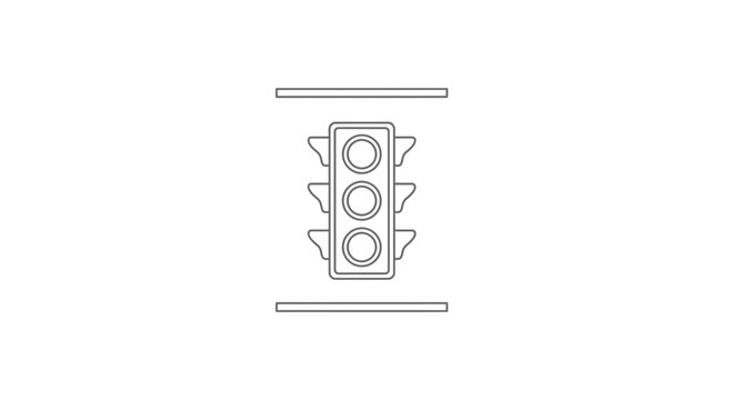 Traffic Light Icon, Simple Line Art, Red Yellow Green Signal