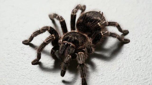 Close-Up of a Tarantula Spider on a Light Surface