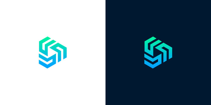 Modern abstract geometric logo design featuring dynamic interconnected elements with a smooth gradient, ideal for technology, digital, and progressive branding solutions