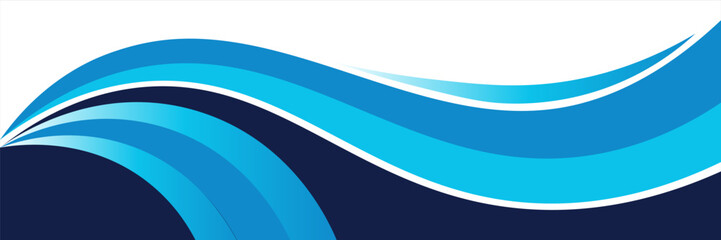 Obraz premium Navy Blue, Skyblue and white abstract wavy background vector illustration isolated design for banners and posters