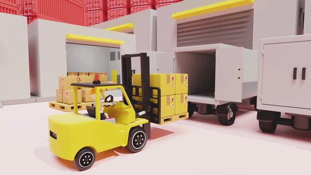 forklift truck with boxes