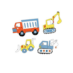 Fototapeta premium collection contruction cute k...