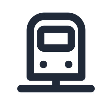 Train front line icon, public transport outline symbol