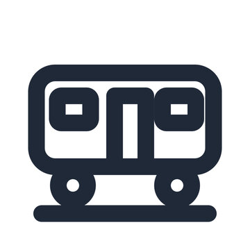 Train side line icon, public transport outline symbol