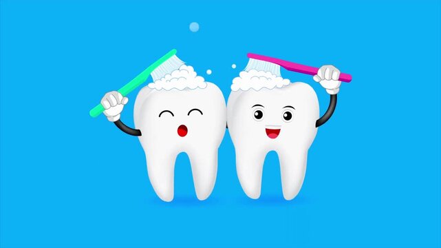 tooth with toothbrush animation