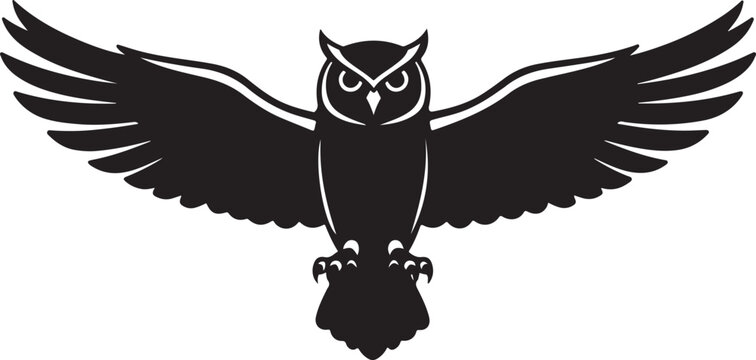 Owl, Black, Vector, Wildlife Icon