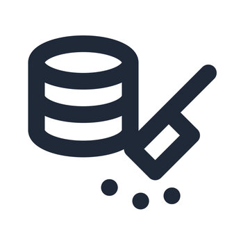 Data cleansing line icon, artificial intelligence outline symbol