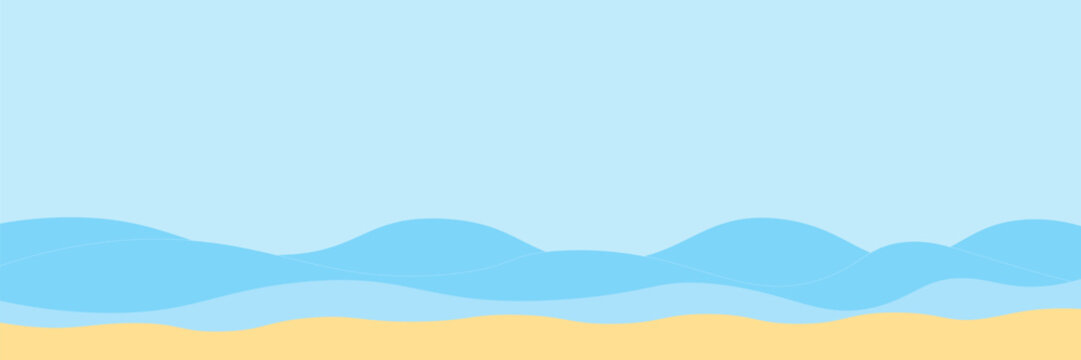 Abstract the sea at dawn clear blue sky with sun background. Soft gradient pastel cartoon graphics. Ideas for children designs or presentations. For Travel Card Promotion Brochures
