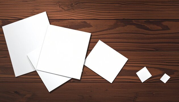 White paper squares wooden surface scaling proportion