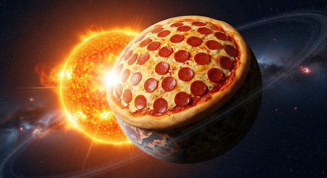 Earth exploding with fiery space background - A dramatic depiction of Earth breaking apart surrounded by fiery cosmic explosion and glowing space elements