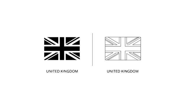 United Kingdom Flag Icons Black And Outline Style