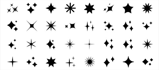 Fototapeta premium Stars collection. Star vector icons. Golden and Black set of Stars, isolated on transparent background. Star icon. Stars in modern simple flat style. Vector illustration