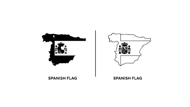 Spain Country Map Silhouette With National Flag Design