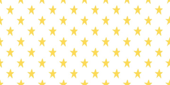 Seamless pattern of hand-drawn yellow stars on a white background. Cute starry illustration for kids, wallpaper, textile, wrapping paper, and fabric design.