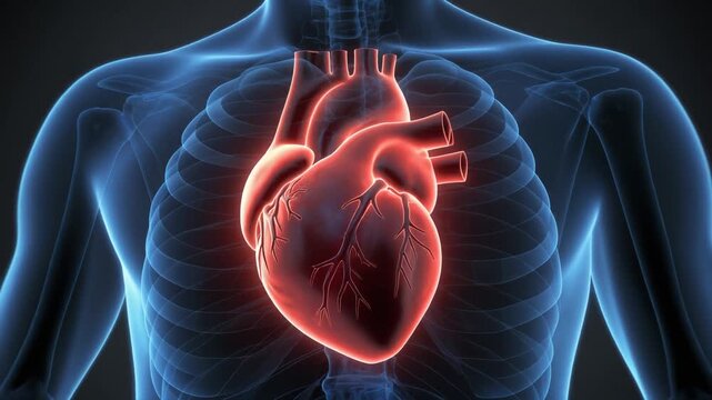Human Heart Anatomy 3D Medical Illustration.
