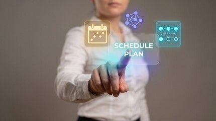 Obraz premium Project Milestones Panel Glows at Stylus Tip to Display Time Clock, Track Hourglass Countdown, Adjust System Gear, and Organize Digital Schedule Planning
