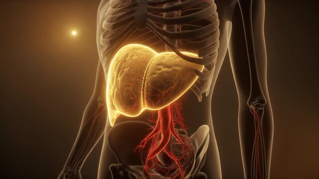 Human Liver Anatomy 3D Medical Illustration.