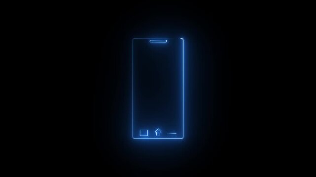 Glowing neon line Smartphone, mobile phone icon. Neon rectangle type mobile frame loop animation.Glowing neon Rotate mobile phone icon animation. Device rotation symbol concept. 4k video animation