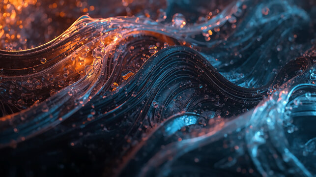 Dark Fluid Abstract Embers, Blue Wave Orange Glow, Neon Ember Dark Flow Abstract Dark Wave Design Glowing Ember Blue Concept Dark Fluid Neon Art Orange Spark Wave Design Blue Ember Abstract concept 