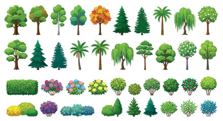 Collection Of Various Trees And Shrubs Vector Illustration © NIPU