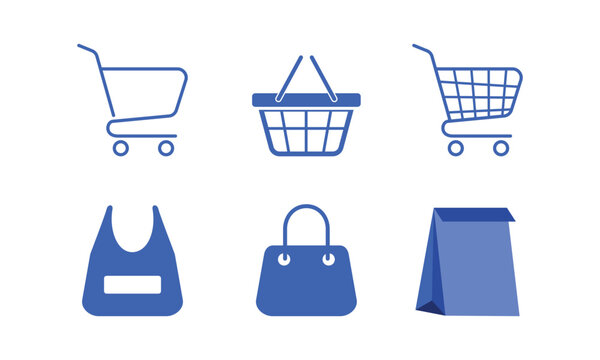 Set of ecommerce icons, shopping icon, and troly vector