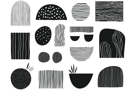 Abstract Organic Shapes And Textures Modern Decorative Collection Vector Illustration.