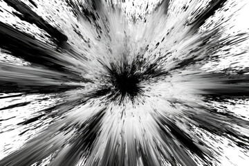 Obraz premium Black And White Abstract Tunnel Burst With Dynamic Motion Lines