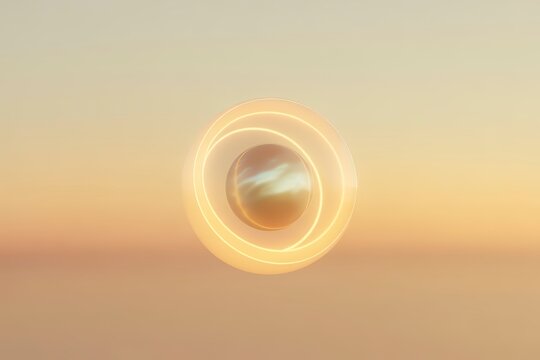 Glowing orb with concentric circles and light