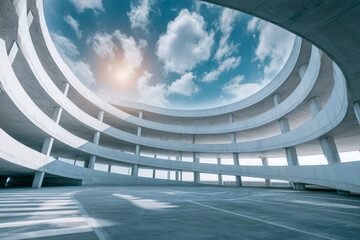 Obraz premium Modern Circular Atrium Architecture With Open Sky View